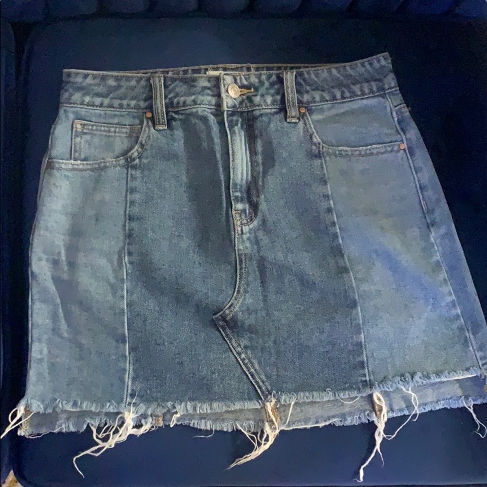 Two tone denim mini skirt